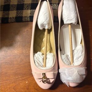 Michael Kors Blush Bow Ballet Flat with Gold Logo